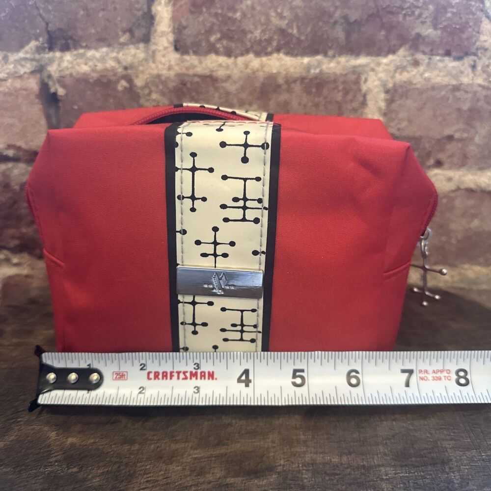 American Airlines Eames Dot Red Canvas Toiletry Bag Satchel Small Dopp Kit